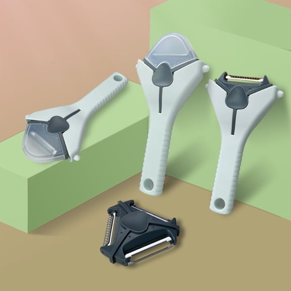 EGYMEN Stainless Steel Melon Baller, Three-In-One Vegetable Peeler, Multifunctional Kitchen Gadget for Paring and Shredding, Ergonomic Silicone Handle Kitchen Tool