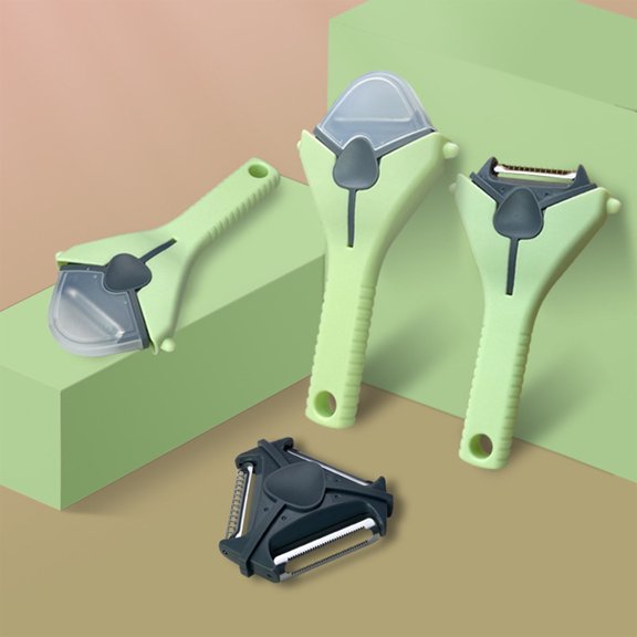 EGYMEN Stainless Steel Melon Baller, Three-In-One Vegetable Peeler, Multifunctional Kitchen Gadget for Paring and Shredding, Ergonomic Silicone Handle Kitchen Tool