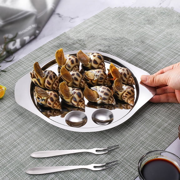 EGYMEN Stainless Steel Snail Tray, Escargot Serving Dish with 12 Holes, Snail Plate for Appetizers, Shellfish Food Platter for Restaurant or Home Use