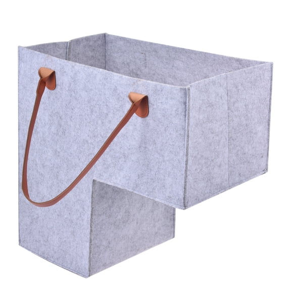 EGYMEN Staircase Organizer Basket, Foldable L-shaped Staircase Storage Bin, Portable Laundry and Toy Holder with Synthetic Leather Handles, Space-Saving Home Storage Solution