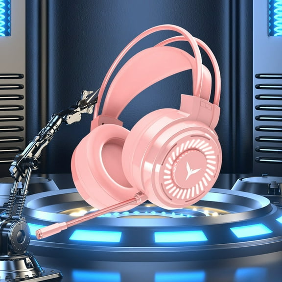 EGYMEN Stereo Gaming Headset, Surround Sound LED Light Noise Cancelling Over Ear Headphones with Mic, Immersive Bass Stereo Game Headphones for PC/Consoles
