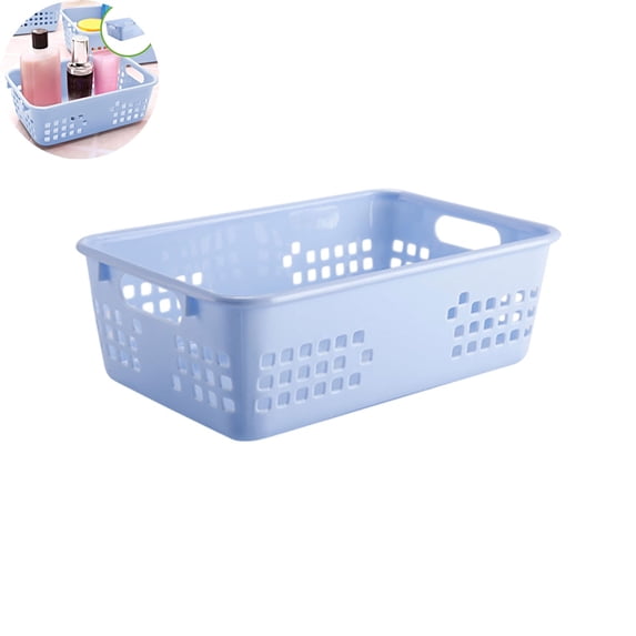 EGYMEN Storage Basket, Plastic Storage Box with Handles and Ventilated Design for Organizing Household Items, Stackable, Multifunctional (Blue)