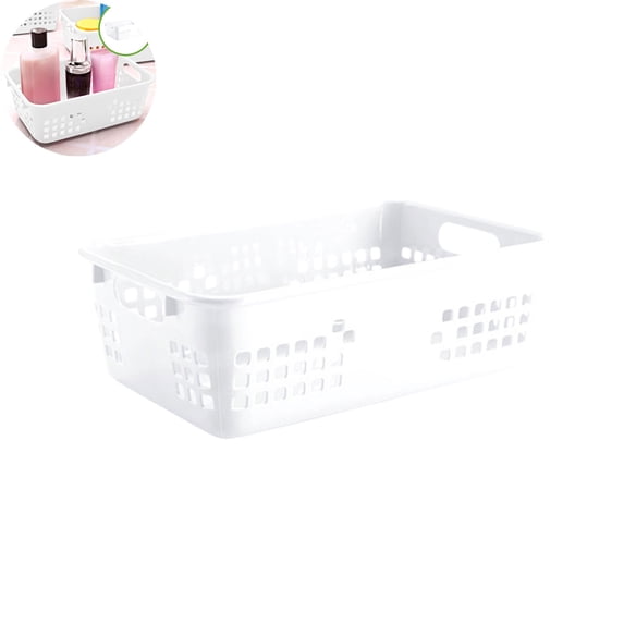EGYMEN Storage Basket, Plastic Storage Box with Handles and Ventilated Design for Organizing Household Items, Stackable, Multifunctional (White)