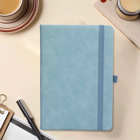 EGYMEN Strap Notebook, A5 Thick Paper Notepad with 200 Pages, Student Diary with Elastic Closure, Expandable Inner Pocket Notebook for Journaling and Planning(Black)