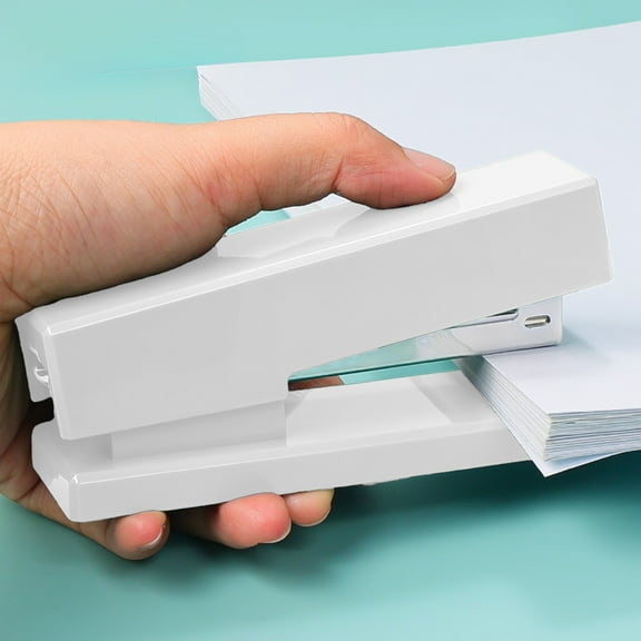 EGYMEN Student Effortless Stapler, Heavy Duty Handheld Stapler with Large Capacity, Multi-Functional Office Stapler for Easy Stapling, Ergonomic Stapler in Stylish Colors(White)