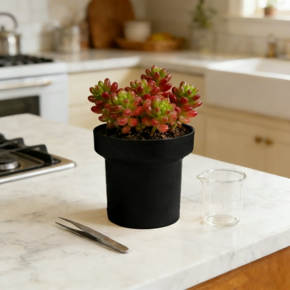 EGYMEN Succulent Planter, Mini Plastic Flower Pot for Indoor Use, Creative Desktop Cactus Container, Elegant Round Succulents Vessel