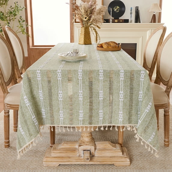 EGYMEN Tablecloth, Elegant Jacquard Table Cover with Tassels, Decorative Table Linen for Dining Room or Restaurant, Polyester Table Decor for Home or Event