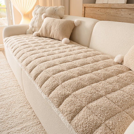 EGYMEN Thickened Plush Sofa Cushion, Soft Velvet Seat Pad for Living Room, Non-Slide Sofa Protector, Multi-functional Decorative Cushion