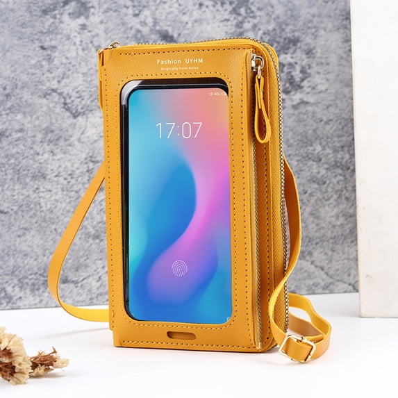 EGYMEN Touchscreen Phone Bag, Small Crossbody Purse for Women, Mobile Coin Holder for Phones, Compact Shoulder Handbag with USB Charging(Yellow)