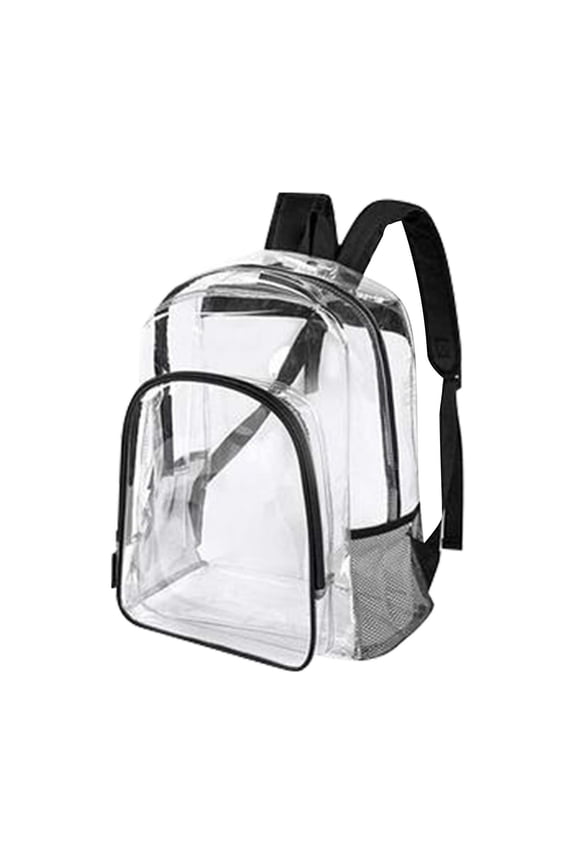 Transparent Backpack, Clear Stadium-Approved Bag, Multi-Pocket Vinyl Backpack, Sturdy Small Plastic Backpack for Sports and Events