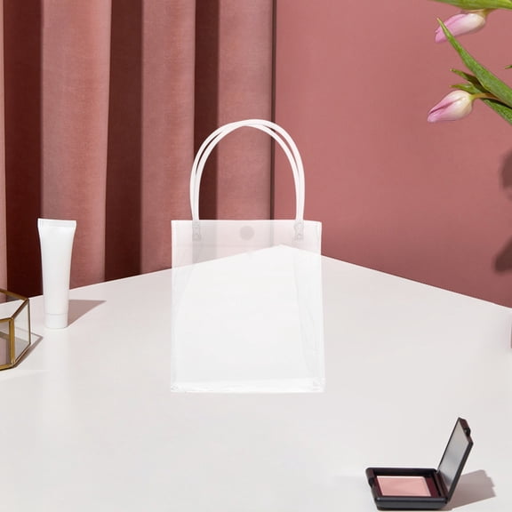 EGYMEN Transparent Gift Bag, Waterproof Plastic Tote Bag, Fashion PVC Storage Bag, Clear Multi-Purpose Handbag