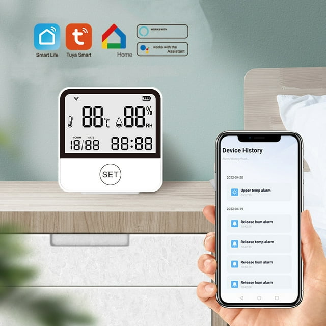 EGYMEN Tuya Smart WiFi Temperature and Humidity Detector with App ...