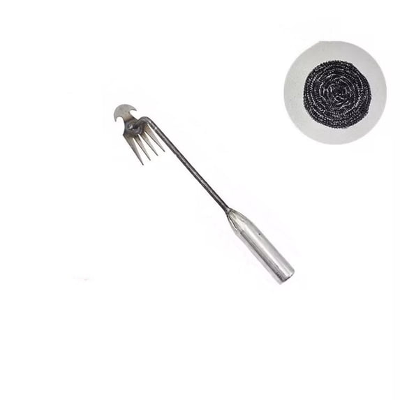 EGYMEN Uprooting Weeding Tool with Steel Wire Cleaning Ball,Agricultural Weeding Loosening,Tool Household Gardens Weed Puller,Iron Handle(White A)