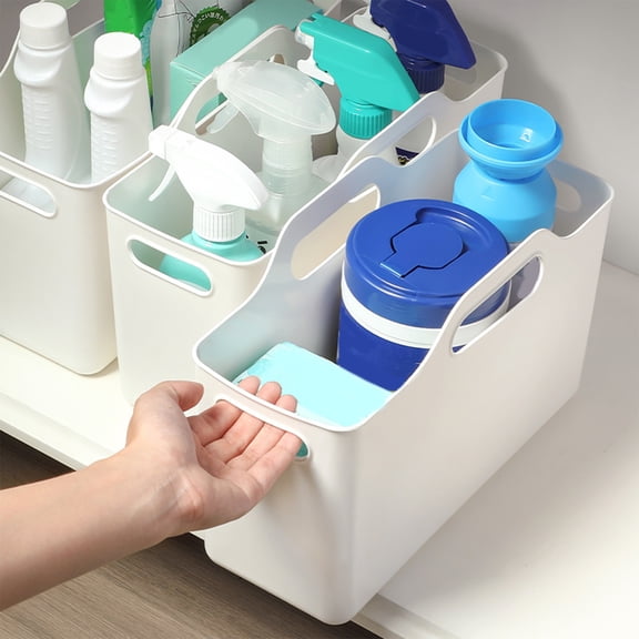 EGYMEN Household Storage Basket, Desktop Organizer, Cabinet Storage Box, Bathroom Transparent Plastic Basket
