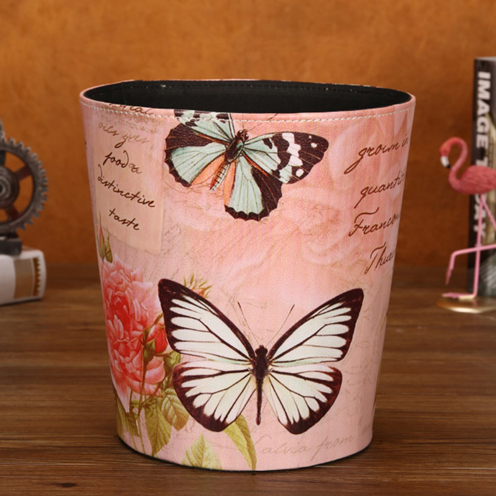 EGYMEN Vintage Leather Trash Can - European Style Wastebasket for Bathroom, Kitchen, Living Room ...