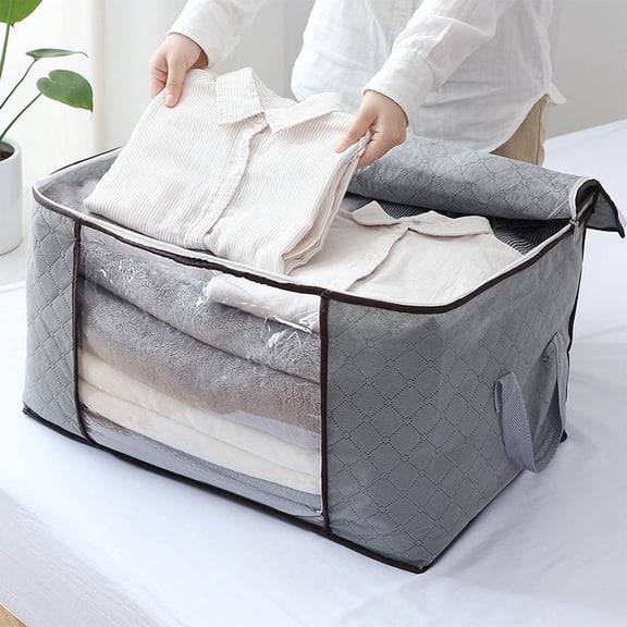 EGYMEN Visual Storage Bag, Quilted Organizer for Bedding, Non-Woven Fabric Storage Solution, Dustproof Folding Bag for Comforters