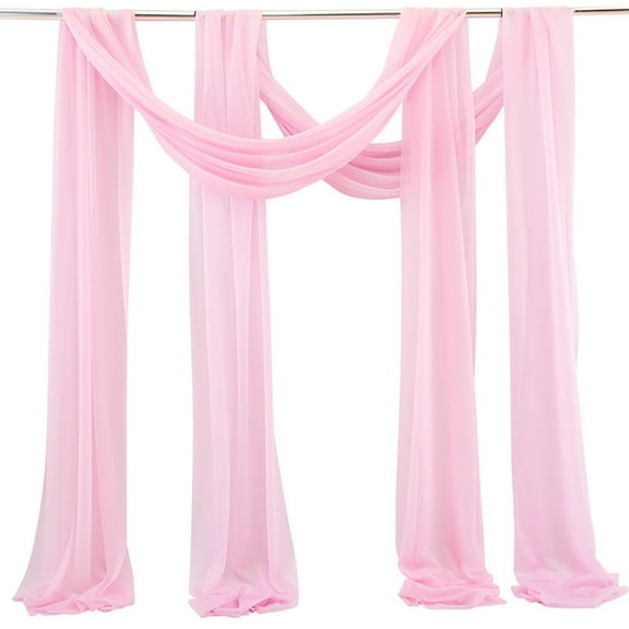 EGYMEN Voile Curtain Set, Elegant Sheer Wedding Arch Curtains for Ceremony Backdrop, Decorative Fabric for Party Photography, Soft Polyester Drapes for Event Decoration(Pink)