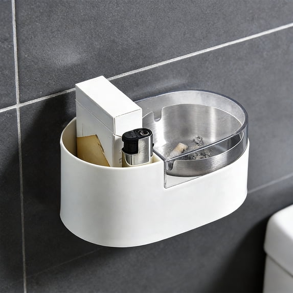 EGYMEN Wall Mounted Ashtray, Removable Lid Ash Container with Stainless Steel Base, Wall Hanging Cigarette Disposal Unit for Indoor and Outdoor Use