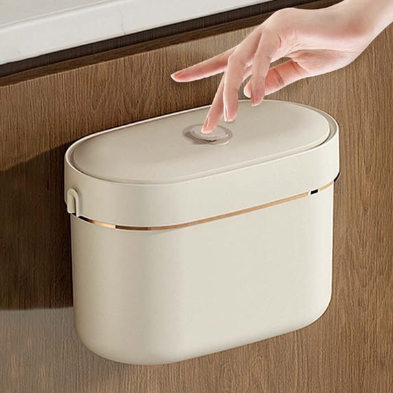 EGYMEN Wall Mounted Trash Can, Household Waste Bin with Lid for Bathroom and Bedroom, Space-Saving Garbage Container for Kitchen and Office