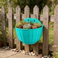 thumbnail image 1 of EGYMEN Wall-mounted Planter, Rattan-textured Semi-circular Flower Pot, Space-saving Hanging Plant Container, Decorative Plastic Floral Basin, 1 of 6