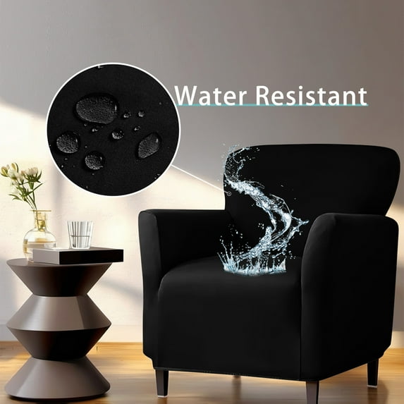 EGYMEN Sofa Cover, Waterproof Couch Protector with Elastic Fit, Non-Slip Lounge Chair Cover, Easy Care Furniture Slipcover for Kids and Pets(Black)