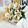 thumbnail image 1 of EGYMEN Wedding/Home 10 Heads Artificial Lilies, 16" Silk Flower Bouquet with Bendable Wire Stems for Party Arch, Table Centerpiece & Modern Decor Essentials(Light Yellow), 1 of 5
