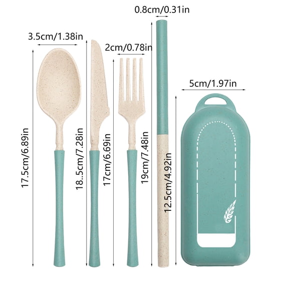 EGYMEN Wheat Straw Tableware Set, Portable Knife Fork Spoon Set, Outdoor Camping Tableware Kit