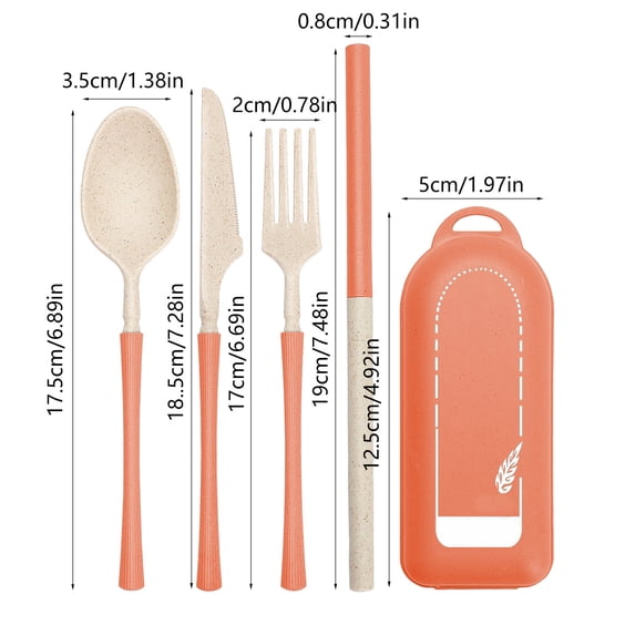 EGYMEN Wheat Straw Tableware Set, Portable Knife Fork Spoon Set, Outdoor Camping Tableware Kit