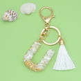 thumbnail image 1 of EGYMEN White Tassel Letter Key Chain, Customizable Crystal Drop Pendant Keychain, Fashionable Bag Charm with Personalized Letters, Multifunctional Key Ring for Bags and Keys, 1 of 6