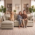 thumbnail image 1 of EHANCIS 105" Modular Sectional Sofa, 3 Seater Chenille L Shape Couch with Ottoman,Coffee, 1 of 10