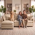 thumbnail image 1 of EHANCIS 105" Modular Sectional Sofa, 3 Seater Chenille L Shape Couch with Ottoman,Light Coffee, 1 of 11