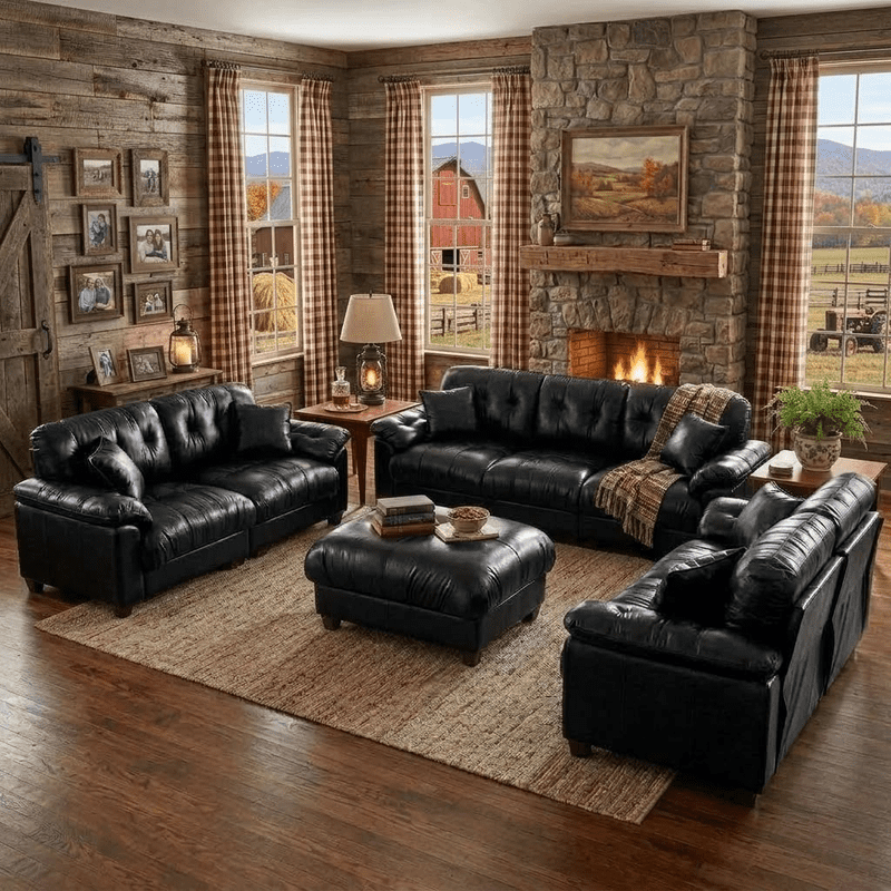 Traditional Recliners EHANCIS 3 Piece Adult Traditional Faux Leather Living Room Furniture ...