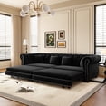 thumbnail image 1 of EHANCIS 3-in-1 Velvet Chesterfield Sofa Bed with Ottoman,Convertible King Size Sleeper Couch,Rolled Arm Design,3-Seater Living Room Bedroom Furniture,Black, 1 of 6