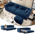 thumbnail image 1 of EHANCIS 3-in-1 Velvet Chesterfield Sofa Bed with Ottoman,Convertible King Size Sleeper Couch,Rolled Arm Design,3-Seater Living Room Bedroom Furniture,Blue, 1 of 7