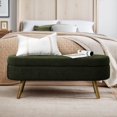 thumbnail image 1 of EHANCIS 43.5" Storage Ottoman Bench, Linen Upholstered End of Bed Bench, Entryway Seating for Bedroom Living Room Window, Holds 300 lbs, Green, 1 of 6
