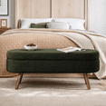 thumbnail image 1 of EHANCIS 43.5" Storage Ottoman Bench, Linen Upholstered End of Bed Bench, Entryway Seating for Bedroom Living Room Window, Holds 300 lbs, Green, 1 of 6