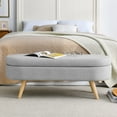 thumbnail image 1 of EHANCIS 43.5" Storage Ottoman Bench, Linen Upholstered End of Bed Bench, Entryway Seating for Bedroom Living Room Window, Holds 300 lbs, Grey, 1 of 5