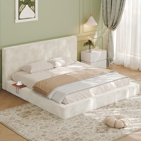 EHANCIS King Cloud Bed Frame with Upholstered Headboard, 8.7" Foam Cushioned Platform, Minimalist Boneless Design, No Box Spring, Easy Assembly