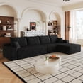 thumbnail image 1 of EHANCIS L-Shaped Cloud Sectional Sofa, Modern Modular Couch with Deep Seat & Plush Corduroy, No Assembly Required,Black, 1 of 6
