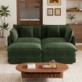 thumbnail image 1 of EHANCIS Loveseat Sofa with 2 Ottomans, Modular Sleeper Love Seat Couches, 4 Pillows, Large Size Deep Seat Loveseat, Premium Emerald Green Chenille Sofa, 2 Seat Couch for Living Room & Apartment, 1 of 8