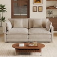 thumbnail image 1 of EHANCIS Loveseat Sofa, Modern Light Coffee Upholstered Love Seat Couches with 4 Pillows, Large Size Deep Seat Loveseat, Premium Chenille Sofa, Comfy 2 Seat Couch for Living Room & Apartment, 1 of 11