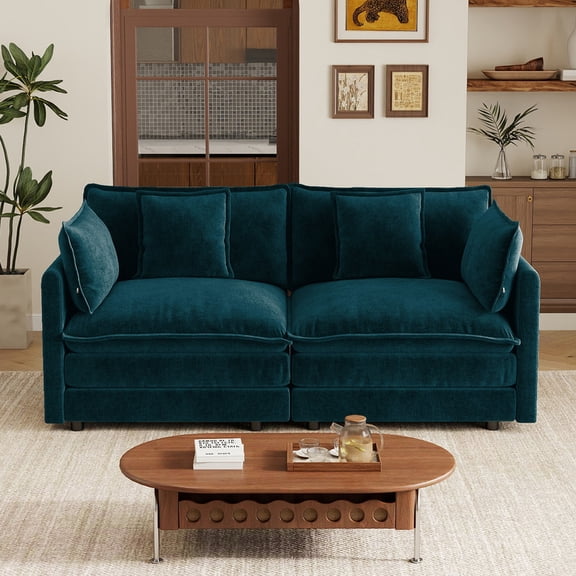 EHANCIS Loveseat Sofa in Navy Blue, Modern Upholstered Love Seat Couches, 4 Pillows, Large Size Deep Seat Loveseat, Premium Chenille Sofa, 2 Seat Couch Comfy Couch for Living Room