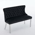 thumbnail image 1 of EHANCIS Luxury Velvet Wingback 2-Seat Dining Bench, Diamond Button Tufted Upholstery, Silver Stainless Steel Legs, Modern Decorative Seating for Dining Room, Kitchen and Entryway,Black, 1 of 8