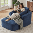 thumbnail image 1 of EHANCIS Oversized Corduroy Chaise Lounge Chair,Comfortable Boneless Sleeper Sofa,Couch with 2 Pillows for Living Room,Apartment & Reading Nook,Blue, 1 of 8
