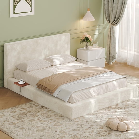 EHANCIS Queen Cloud Bed Frame with Upholstered Headboard, 8.7" Foam Cushioned Platform, Minimalist Boneless Design, No Box Spring, Easy Assembly