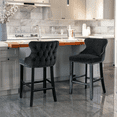 thumbnail image 1 of EHANCIS Set of 2 Counter Height Bar Stools, Modern Velvet Upholstered Counter Chair with Backrests, Home Kitchen Island Leisure Chairs with Solid Wood Legs(Black ), 1 of 6