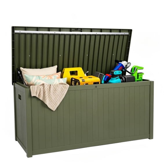 EHHLY 120 Gallon Outdoor Storage Box Large, Lockable Outside Storage Containers Waterproof Patio Cushions Deck Boxes, Sage Green