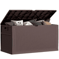 thumbnail image 1 of EHHLY 121 Gallon Outdoor Storage Box, Lockable Containers Waterproof Patio Cushions Deck Boxes Brown, 1 of 9