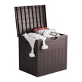 thumbnail image 1 of EHHLY 33 Gallon Deck Box, Small Outdoor Storage Box Waterproof, Lockable Secure Package Bin Delivery Box for Outside Front Porch, Patio Cushions Storage Box, Brown, 1 of 8