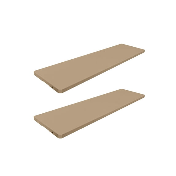 EHHLY 35 Cuft Outdoor Storage Shed Shelf(2 Shelves ONLY, No Cabinet), Outdoor Storage Cabinet Shelves for 4x2.5 Ft Storage Shed, Horizontal Resin Storage Shed Accessories, Brown